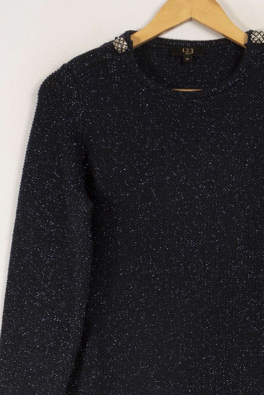 Pull en maille bleu pailleté - Taille M/38