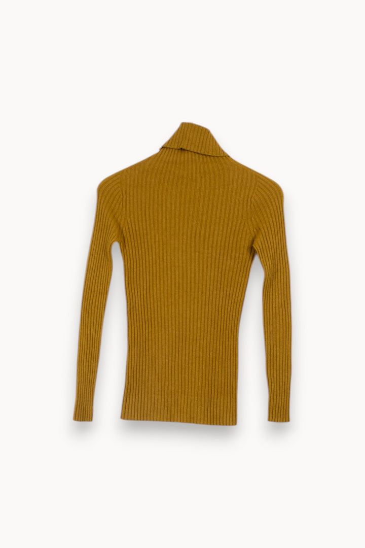 Pull jaune moutarde à col roulé - Taille S/36