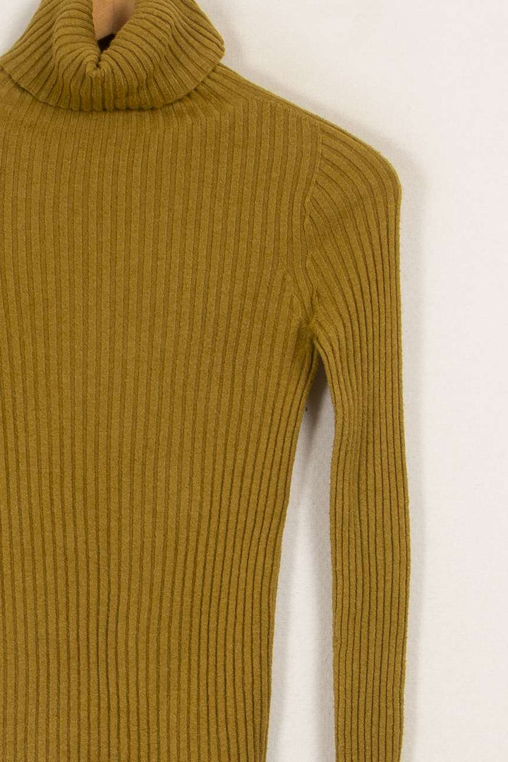 Pull jaune moutarde à col roulé - Taille S/36