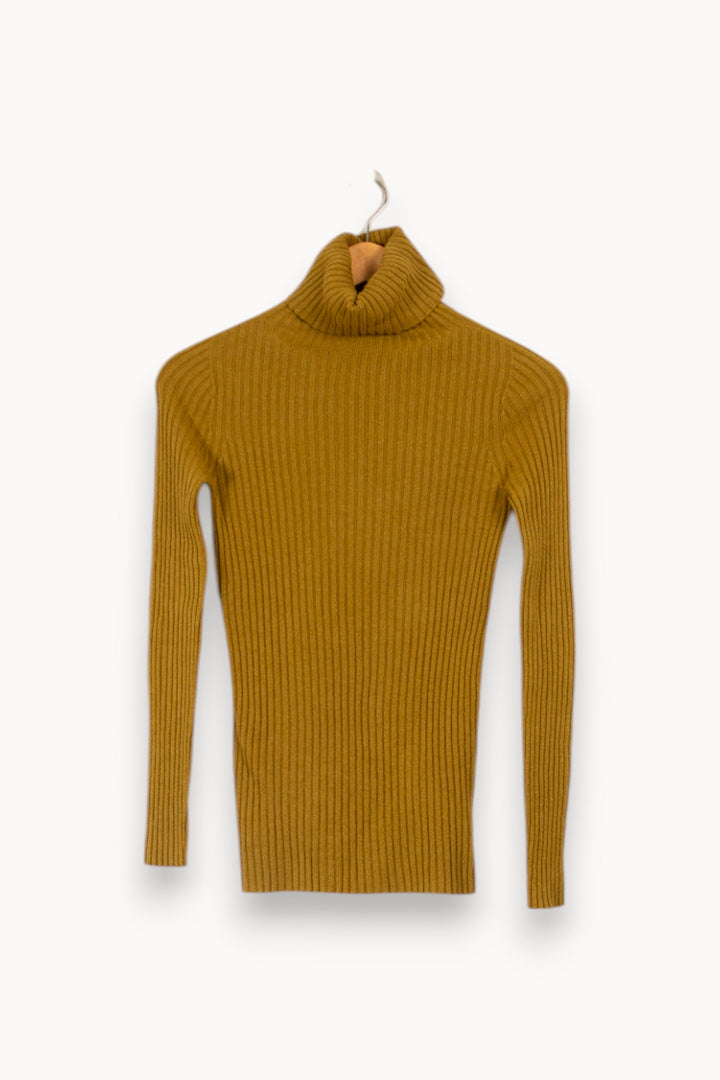 Pull jaune moutarde à col roulé - Taille S/36