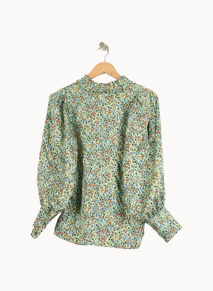 Blouse Verte à Fleurs - Taille S/36 de la marque Sandro | PARAD16807 - Vendu par Paradigme - Image 4