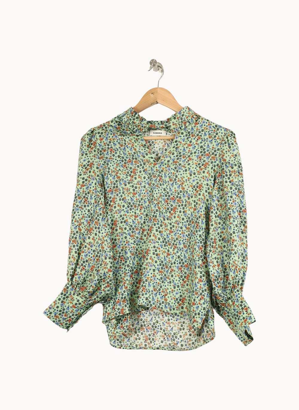 Blouse Verte à Fleurs - Taille S/36 de la marque Sandro | PARAD16807 - Vendu par Paradigme - Image 2