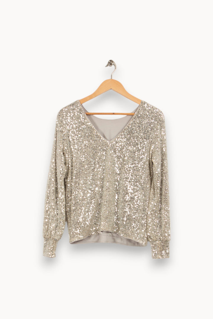 Sweat à sequins pailletés argentés - Taille M/38