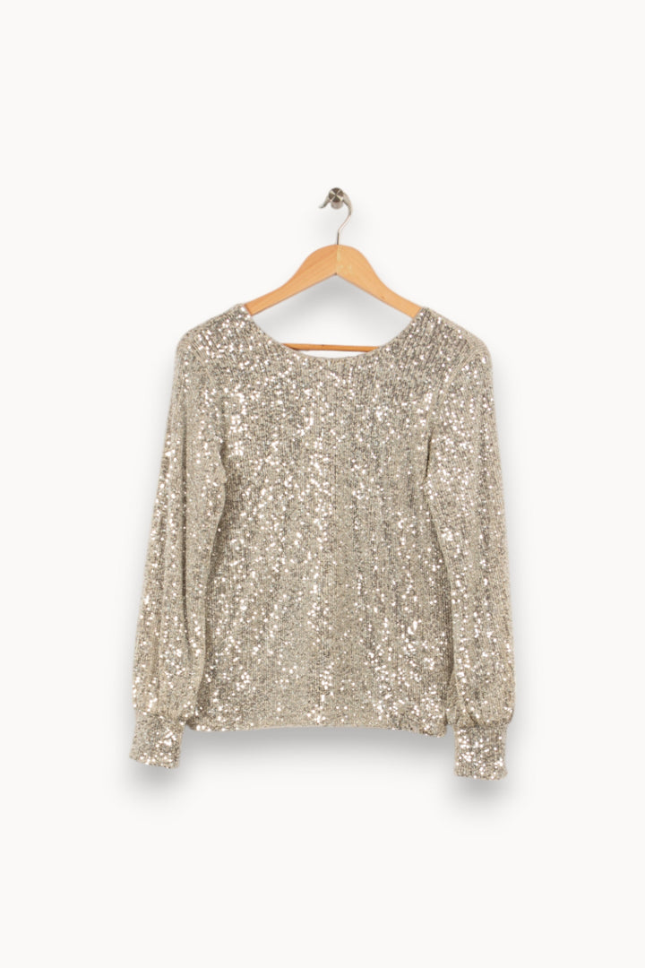 Sweat à sequins pailletés argentés - Taille M/38