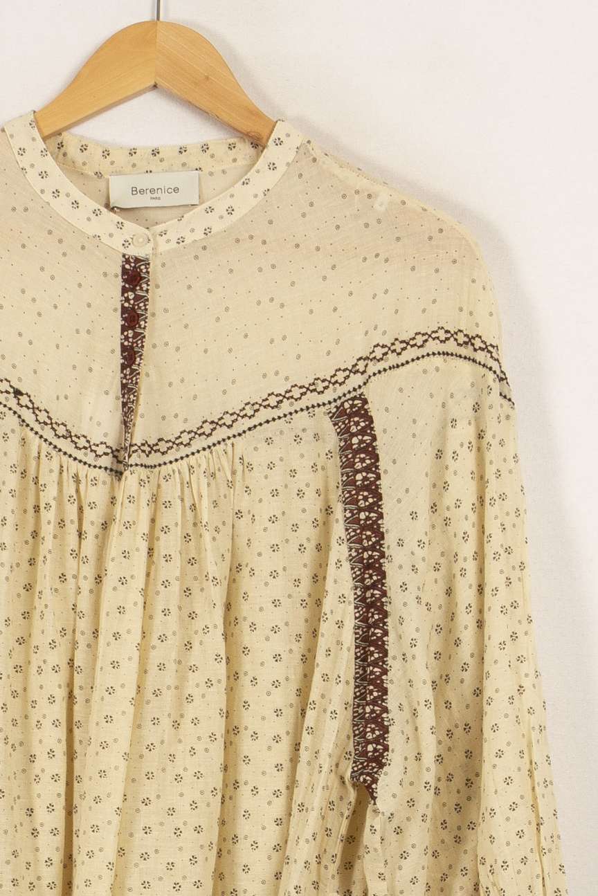 Robe beige à motifs - Taille M/38