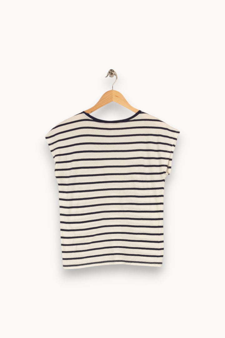 T-shirt marinière blanc et bleu - Taille S/36