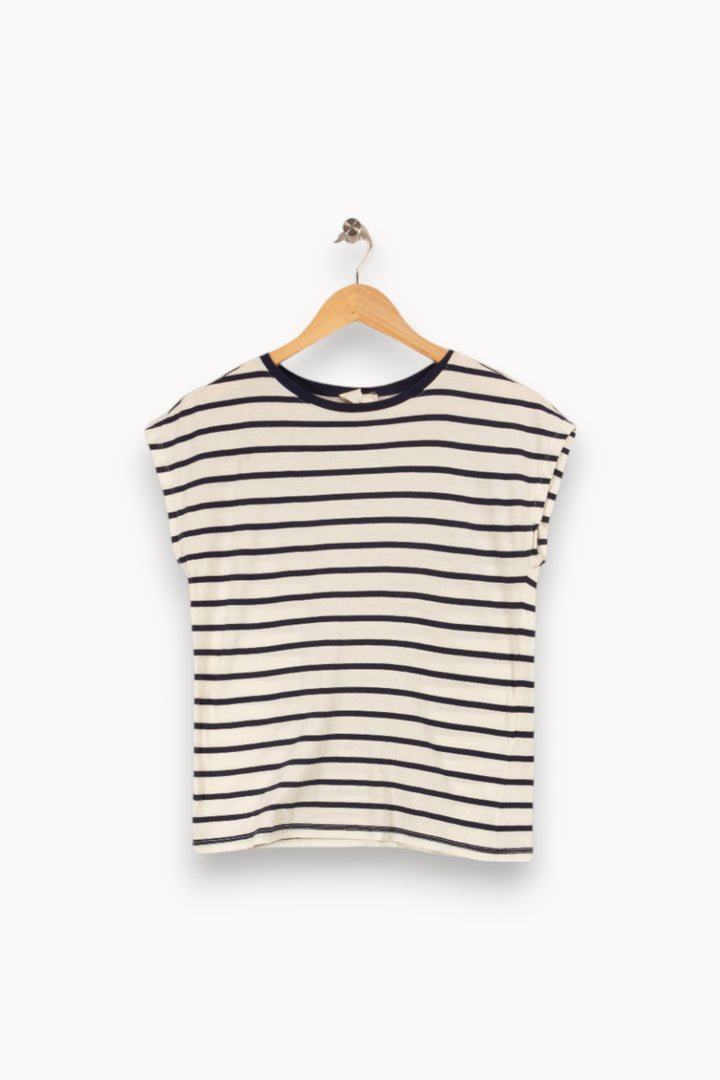 T-shirt marinière blanc et bleu - Taille S/36