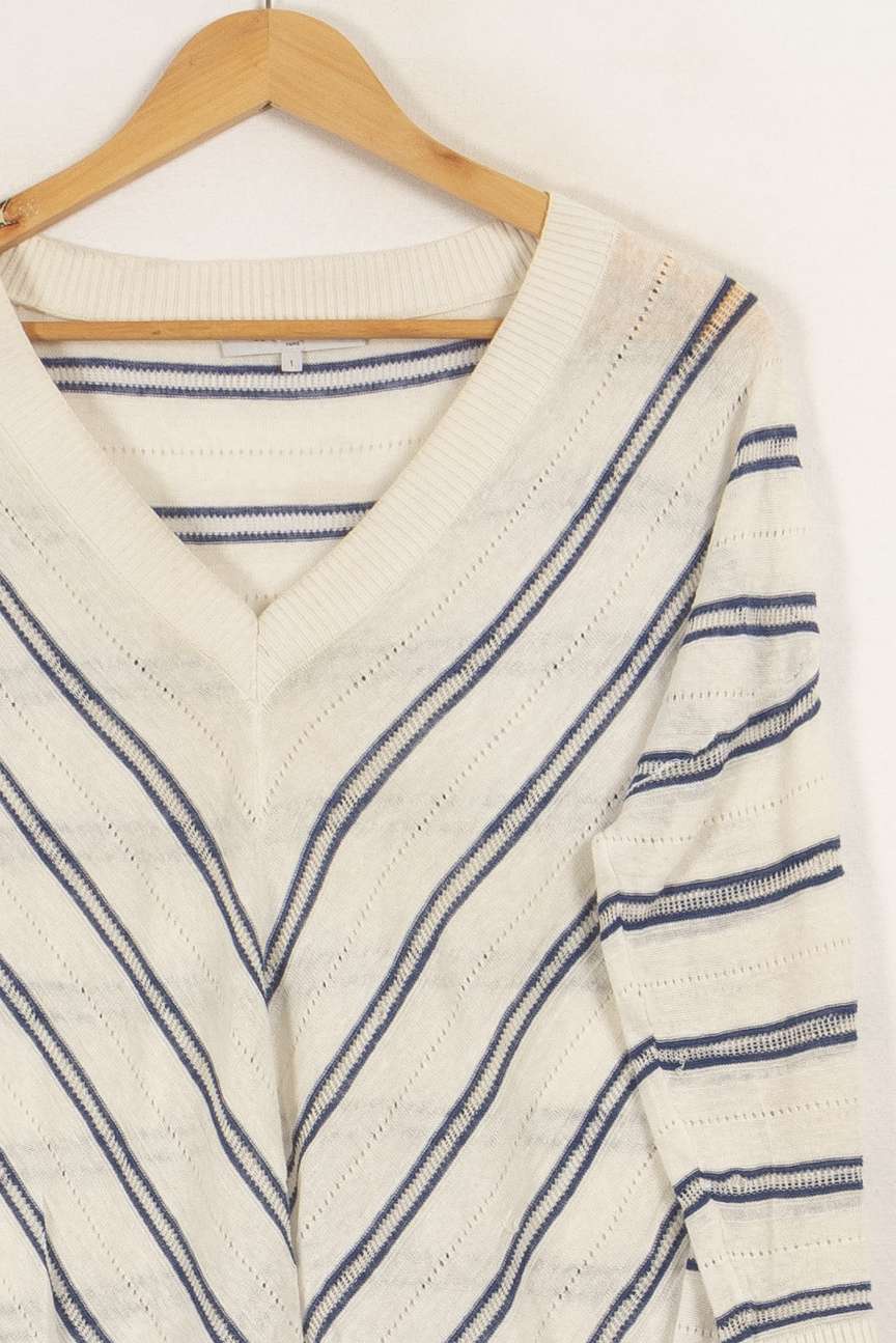 Pull blanc et bleu - Taille S/36