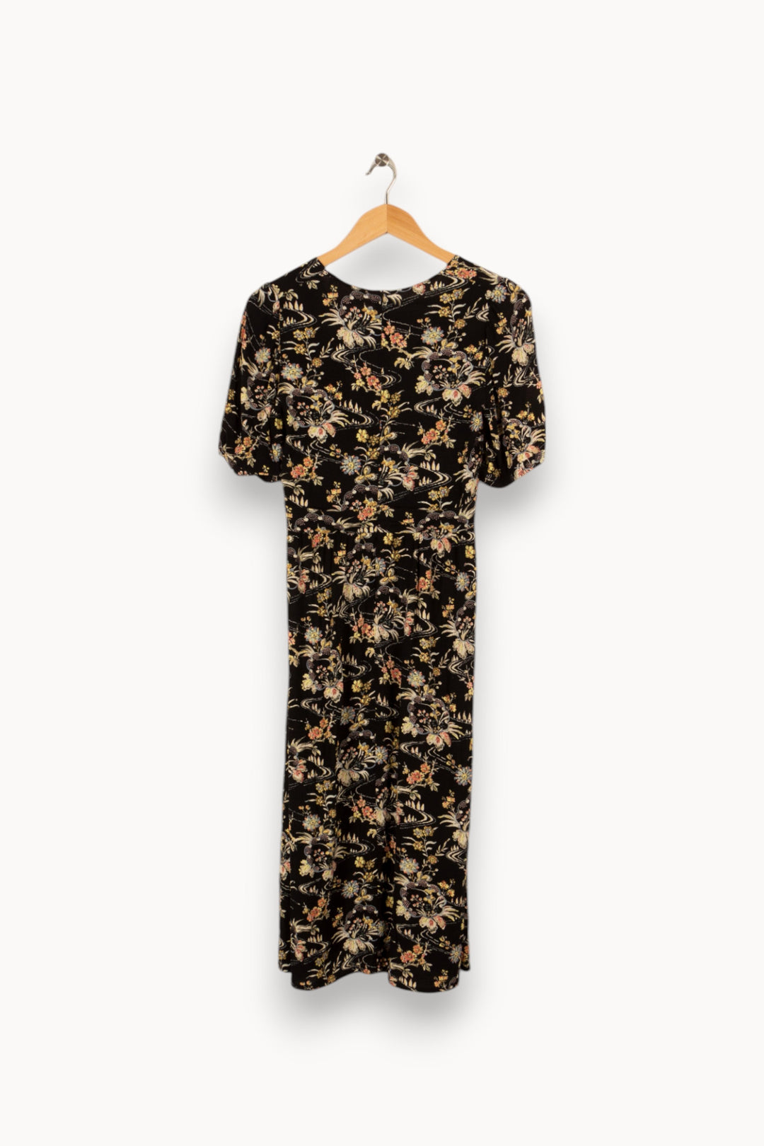 Robe noire à motifs fleuris - Taille XS/34