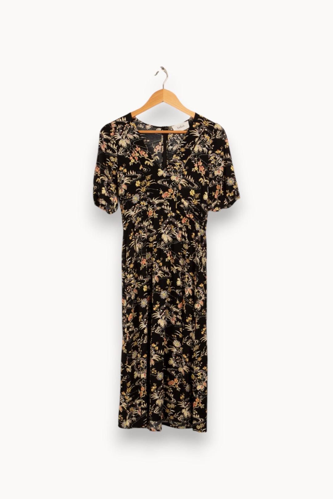 Robe noire à motifs fleuris - Taille XS/34