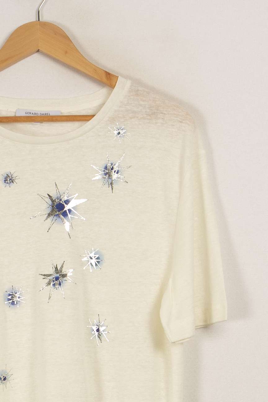 T-shirt blanc avec étoiles - Taille XL/42