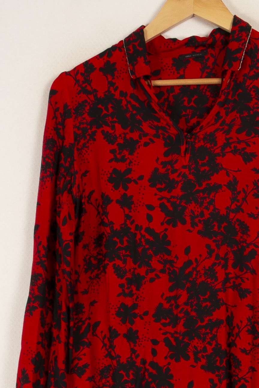 Blouse rouge et noire à motifs - Taille XS/34