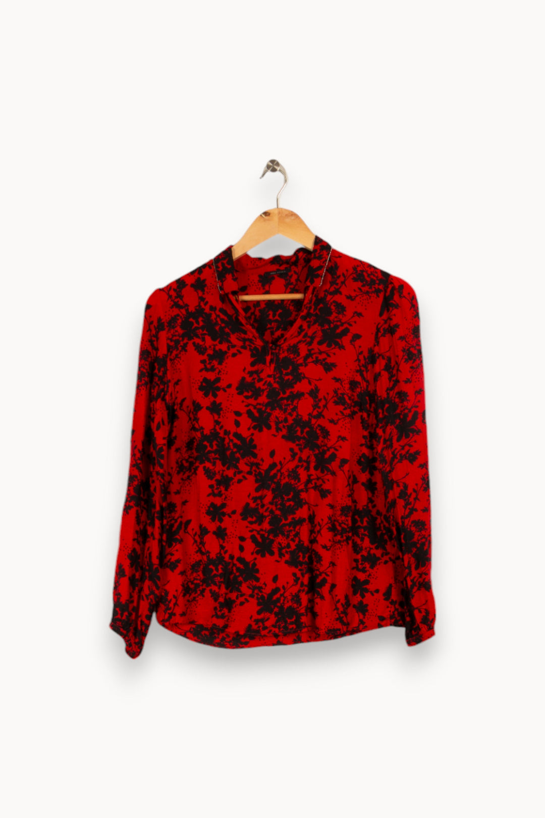 Blouse rouge et noire à motifs - Taille XS/34