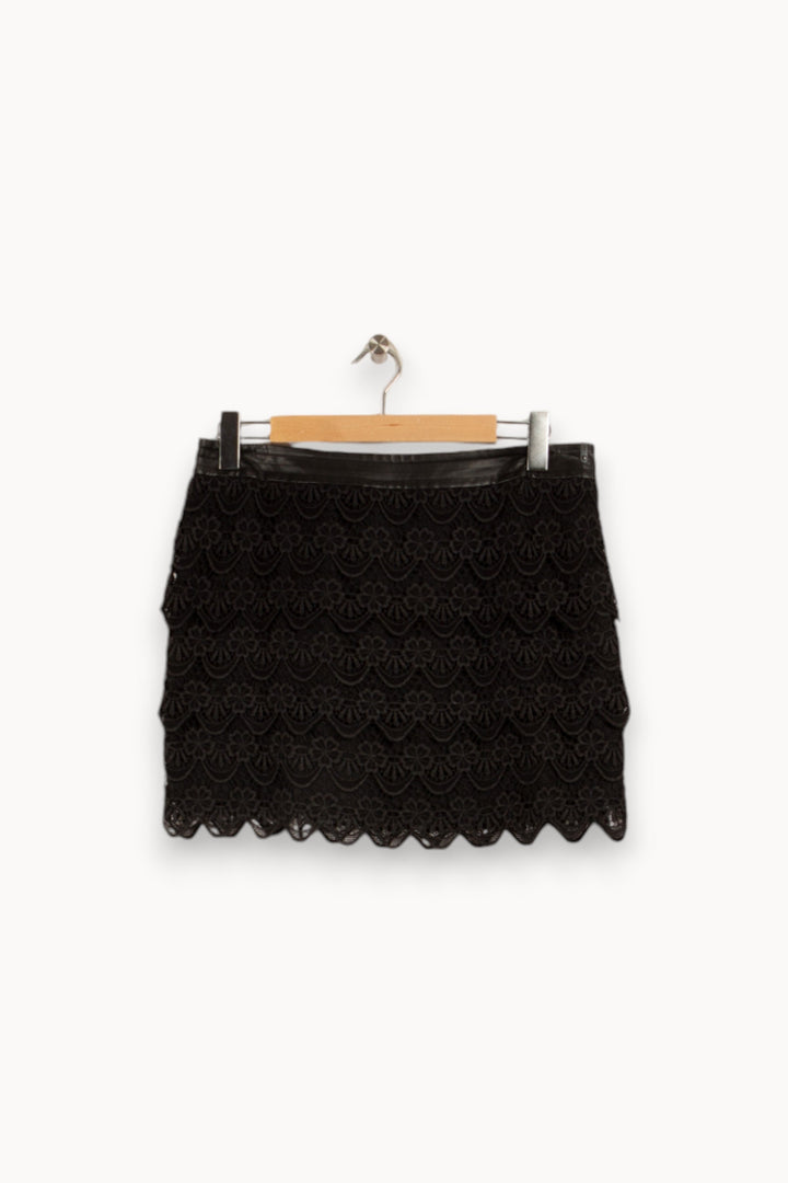 Jupe courte noire à broderies - Taille XL/42