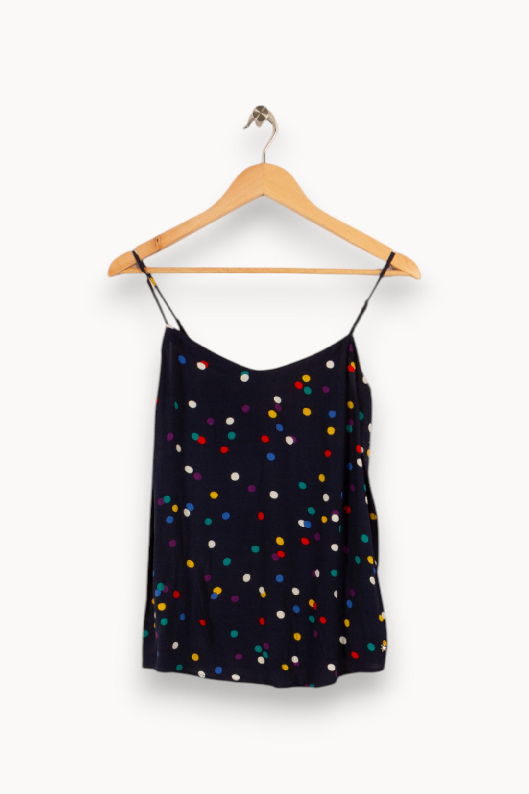 Top bleu à pois multicolores - Taille S/36