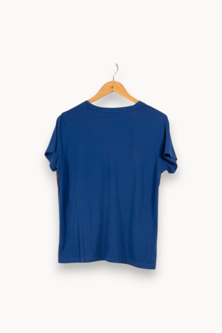 T-shirt bleu foncé avec inscription - Taille L/40