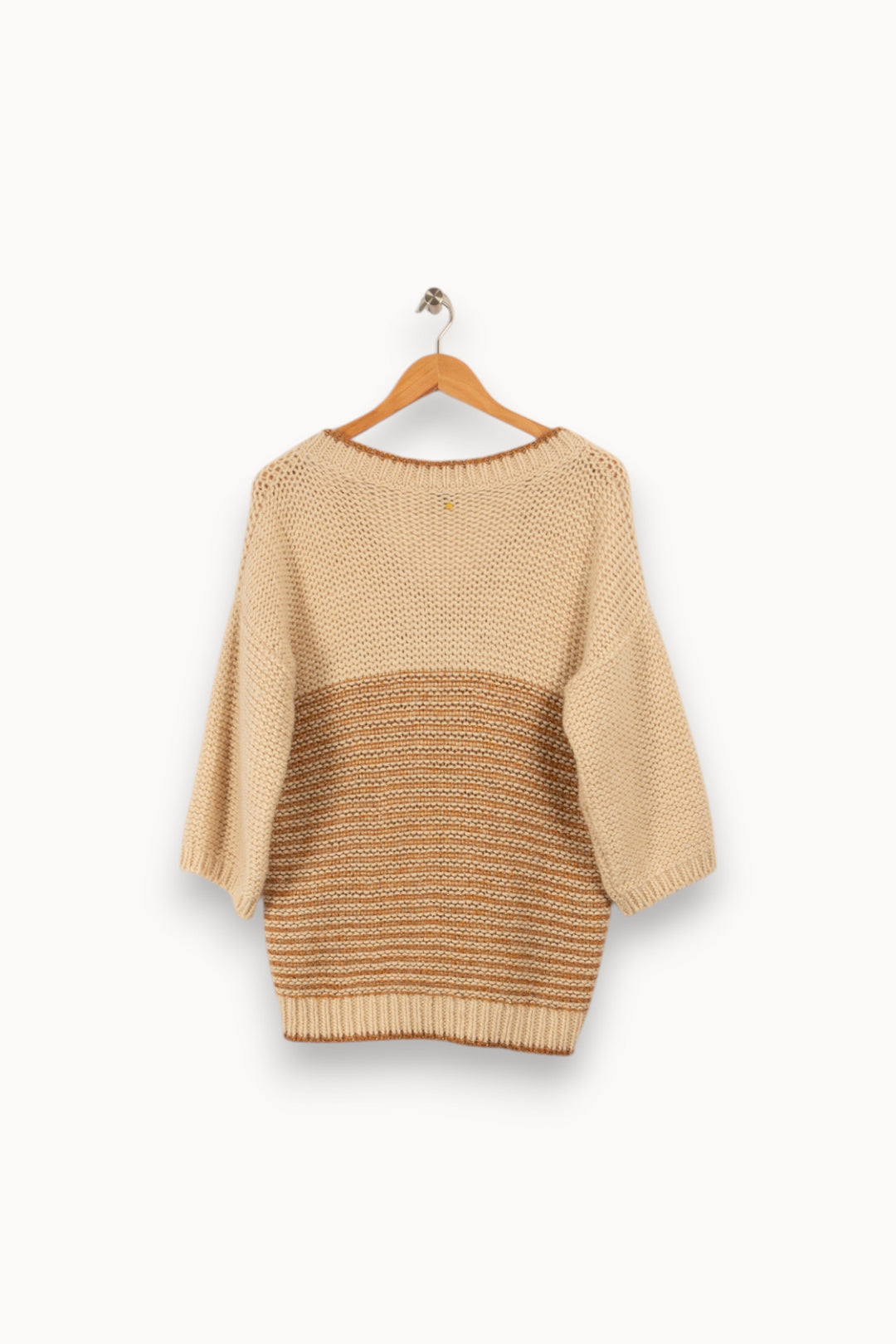 Pull en maille épaisse beige/marron - Taille XL/42