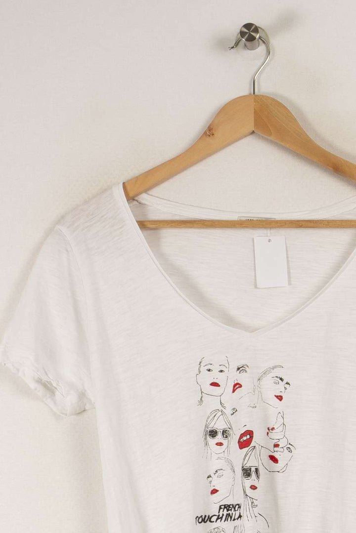 T-shirt blanc avec dessins - Taille L/40