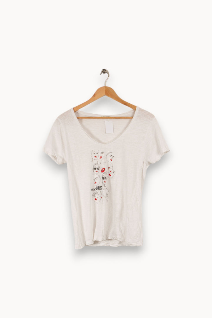 T-shirt blanc avec dessins - Taille L/40