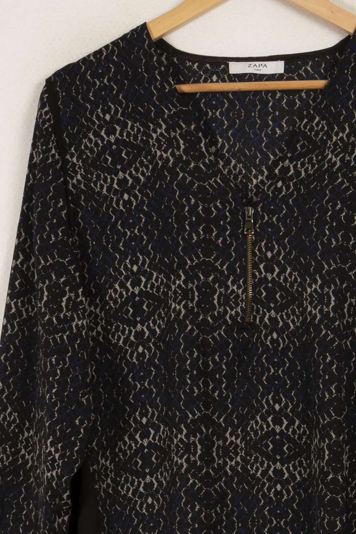 Blouse noire et bleue à motifs - Taille XL/42