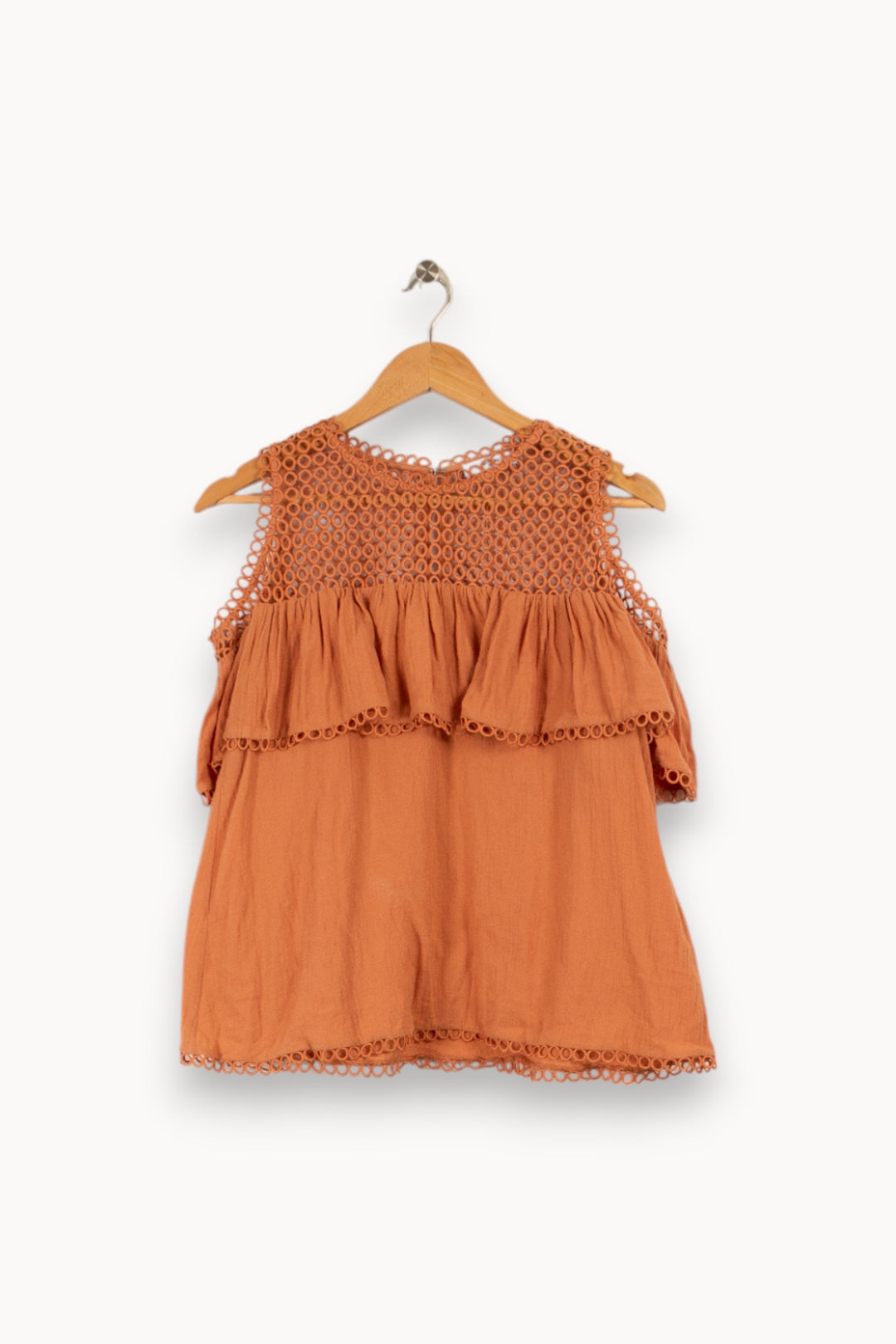 Top orange avec broderies - Taille M/38