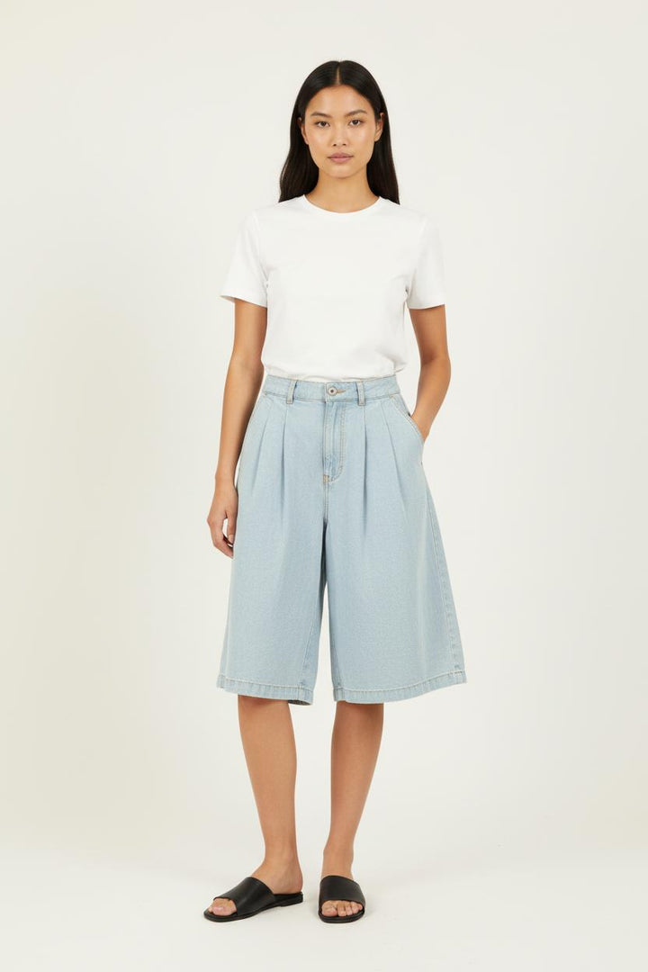 Short en jean large bleu - Taille M/38