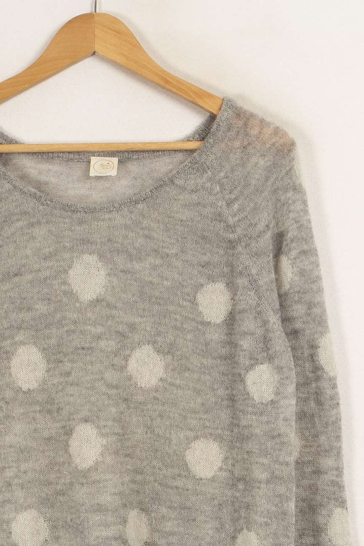 Pull gris à pois blancs - Taille L/40