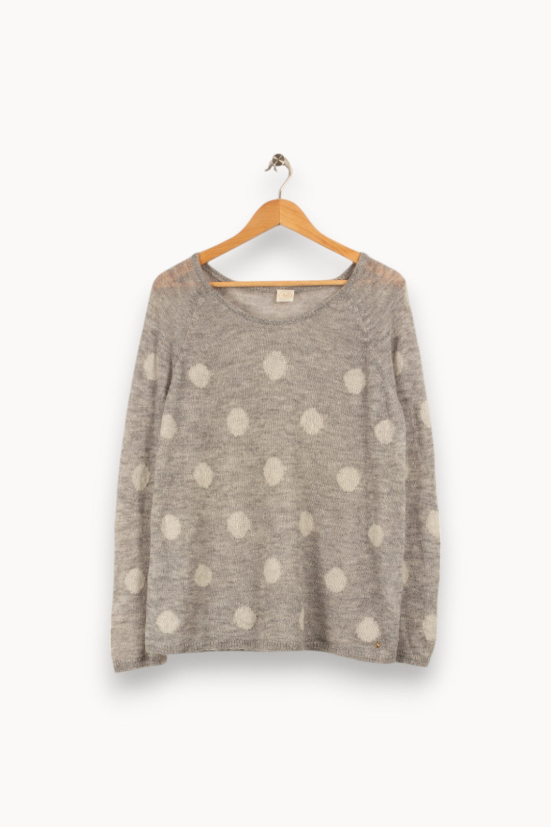 Pull gris à pois blancs - Taille L/40