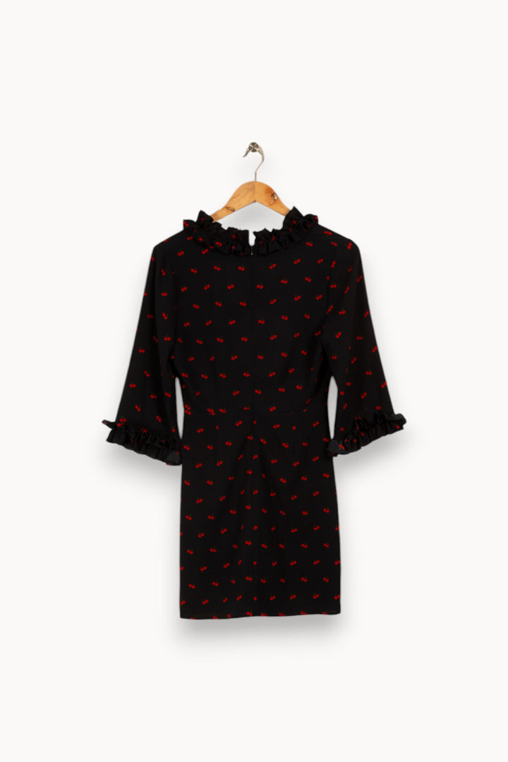 Robe noire à motifs cerises - Taille S/36