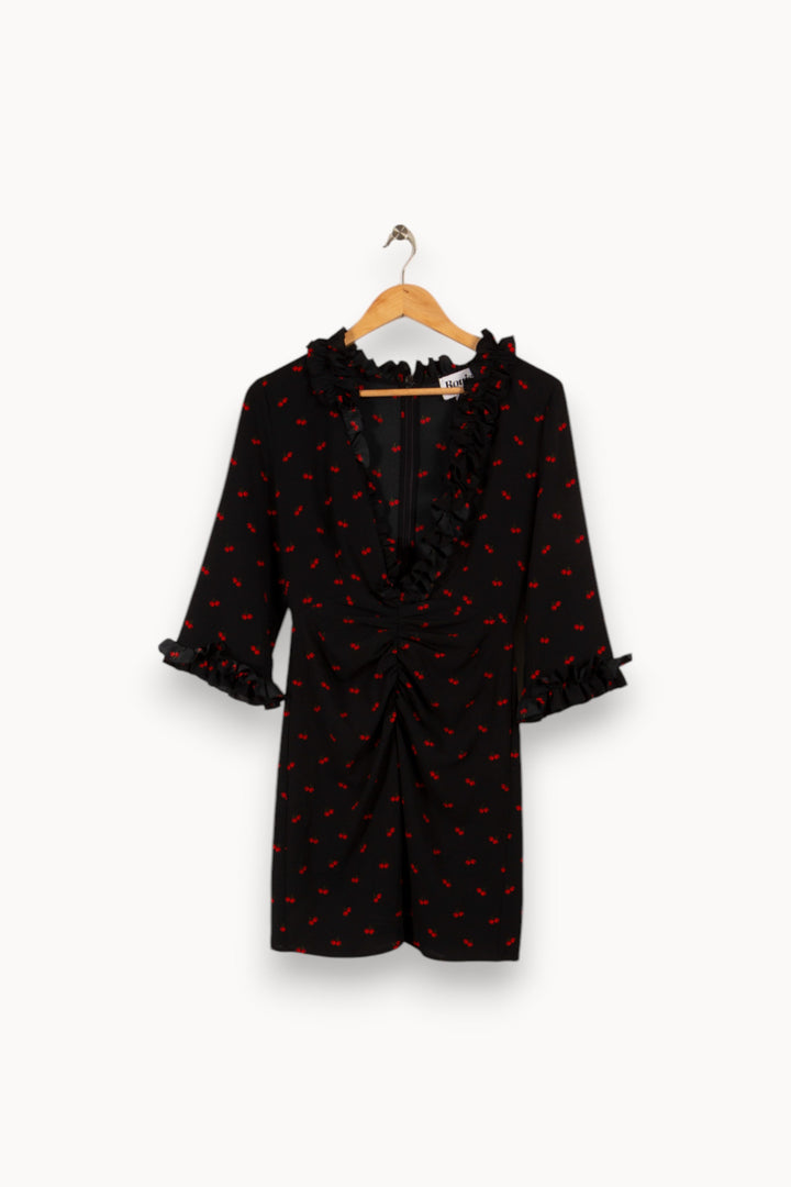 Robe noire à motifs cerises - Taille S/36