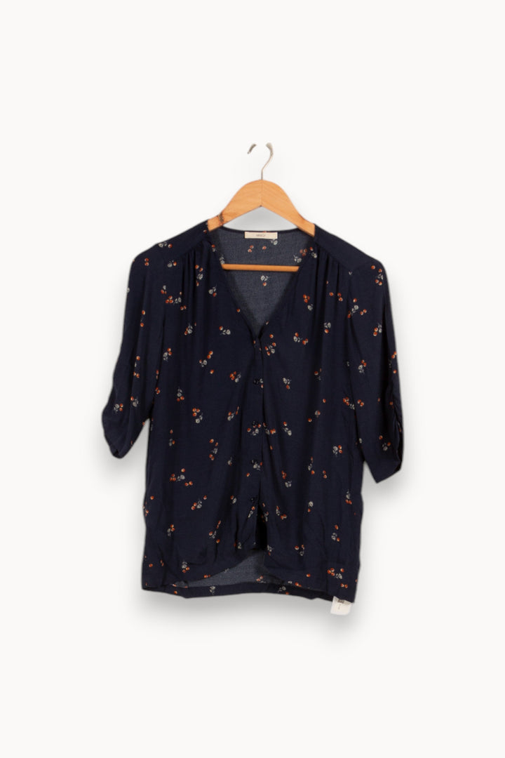 Blouse bleu foncé à motifs - Taille XS/34