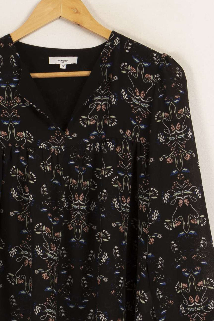 Blouse noire à motifs - Taille M/38