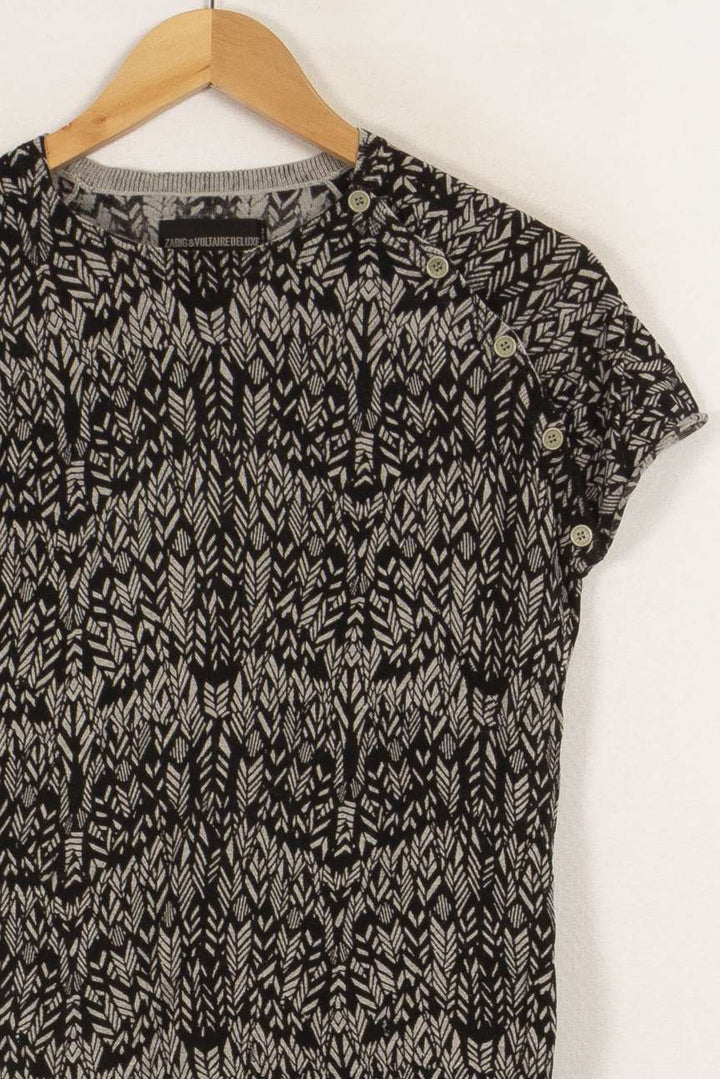 T-shirt noir et gris à motifs - Taille M/38