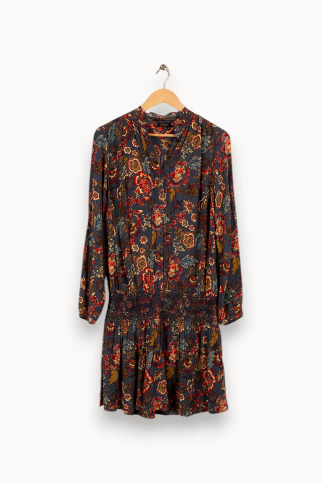 Robe bleue à motifs multicolores - Taille S/36