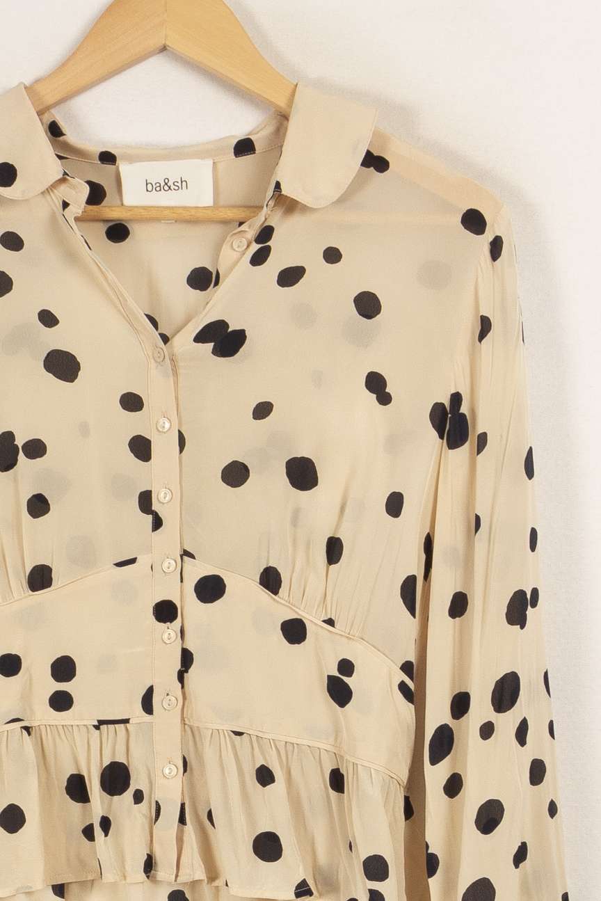 Blouse beige à pois bleus - Taille S/36