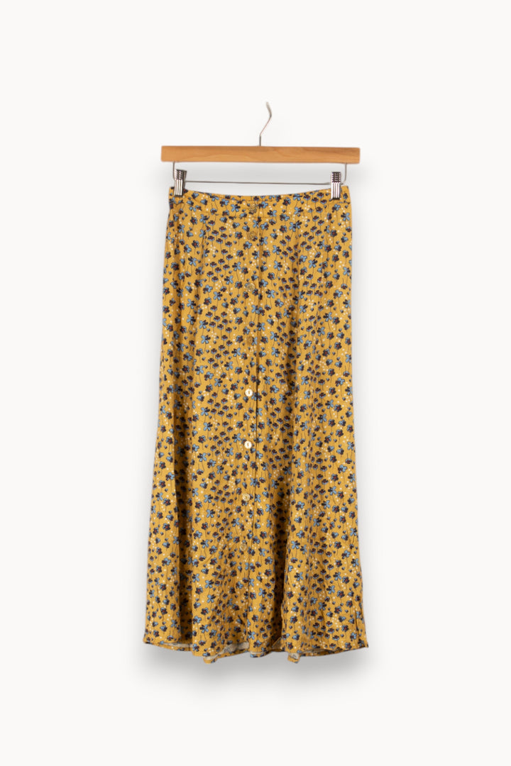 Jupe longue jaune à motifs - Taille XS/34