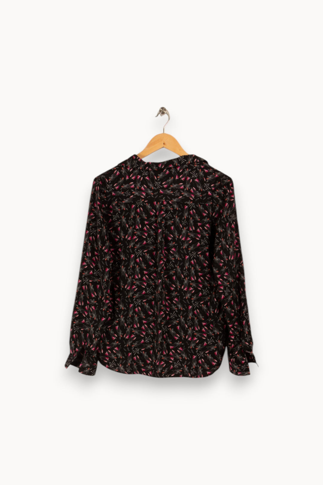 Chemise noire à motifs roses - Taille S/36