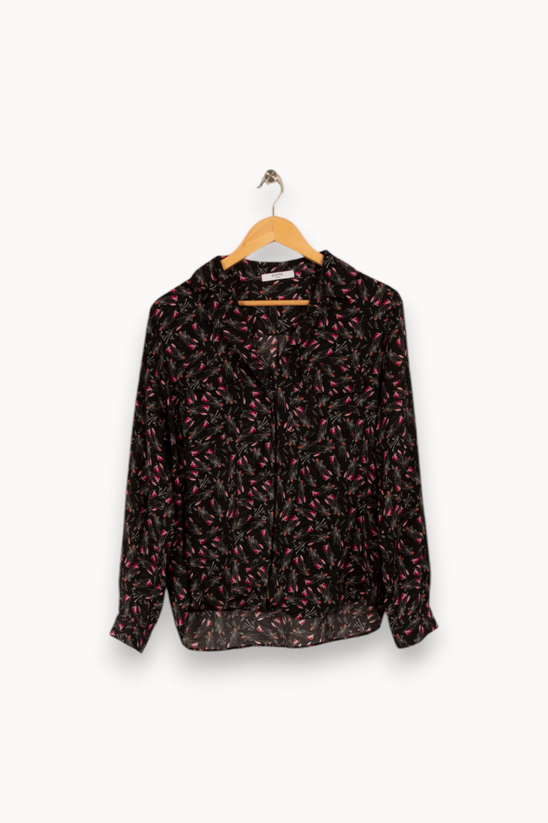 Chemise noire à motifs roses - Taille S/36