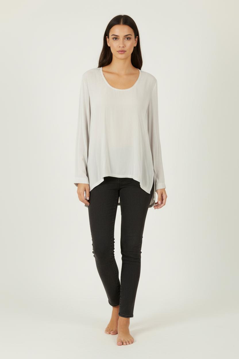 Blouse blanche/grise - Taille M/38