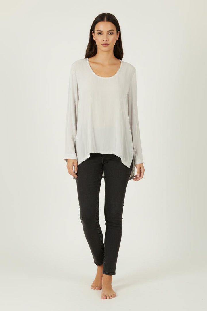 Blouse blanche/grise - Taille M/38