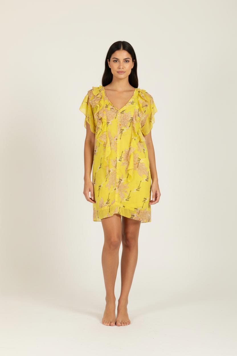 Robe jaune à motifs - Taille S/36