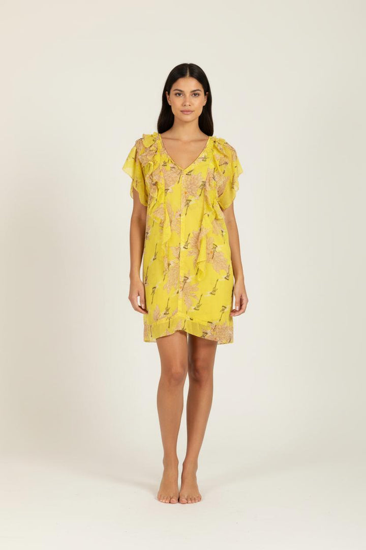 Robe jaune à motifs - Taille S/36