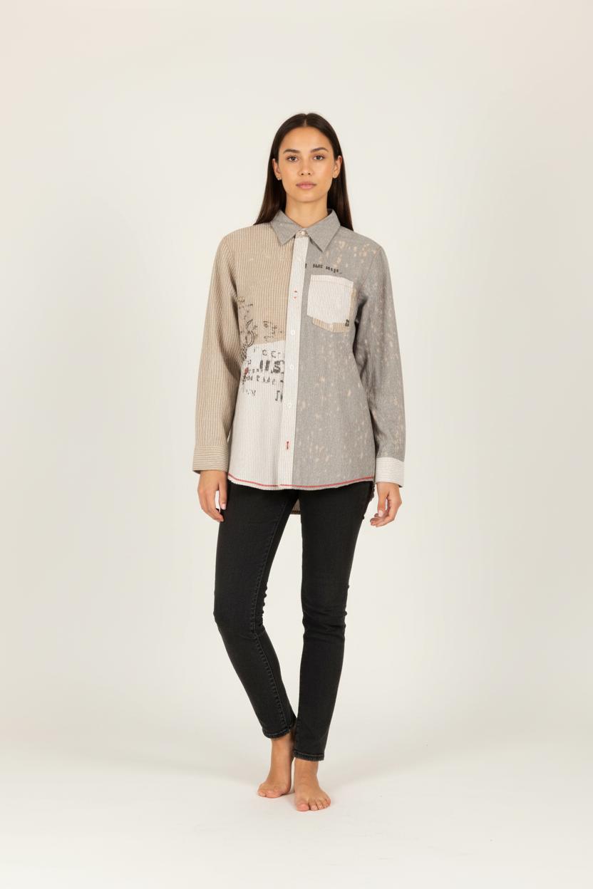 Chemise grise à motifs - Taille XS/34