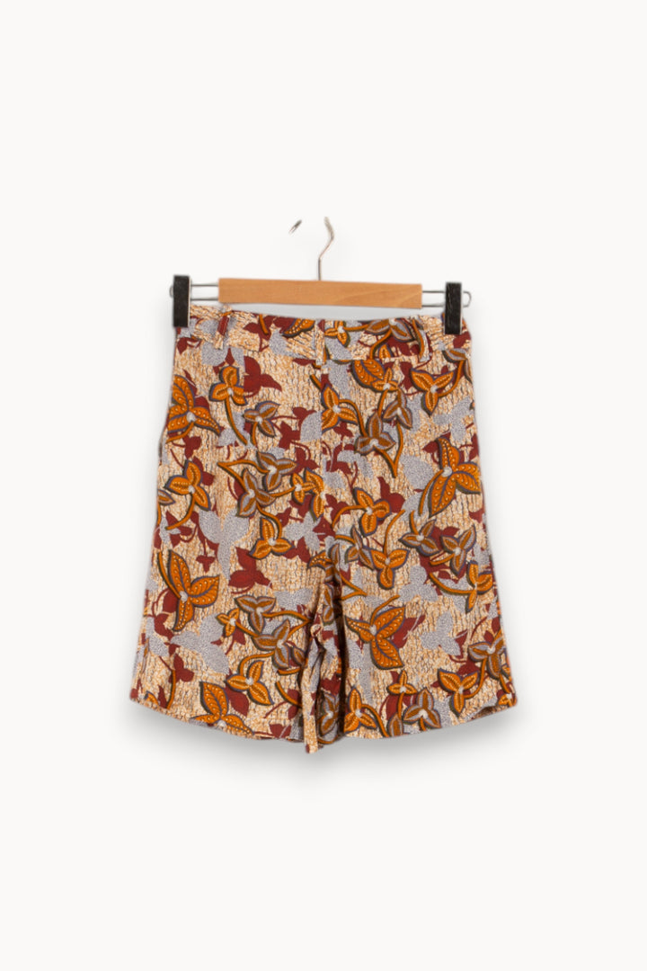 Short marron beige à motif floral - Taille XS/34
