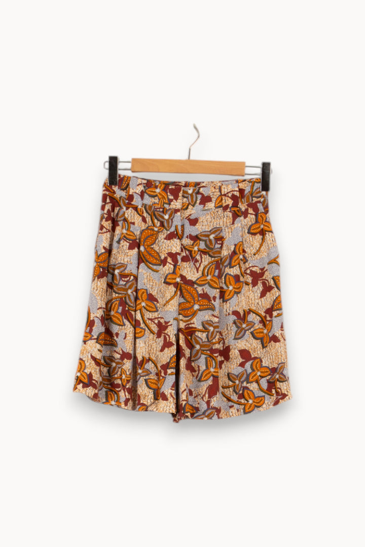 Short marron beige à motif floral - Taille XS/34