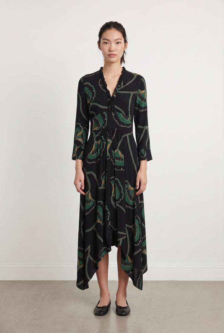 Robe Longue Noire et Verte - Taille XS/34 de la marque ba&sh | PARAD18153 - Vendu par Paradigme - Image 1