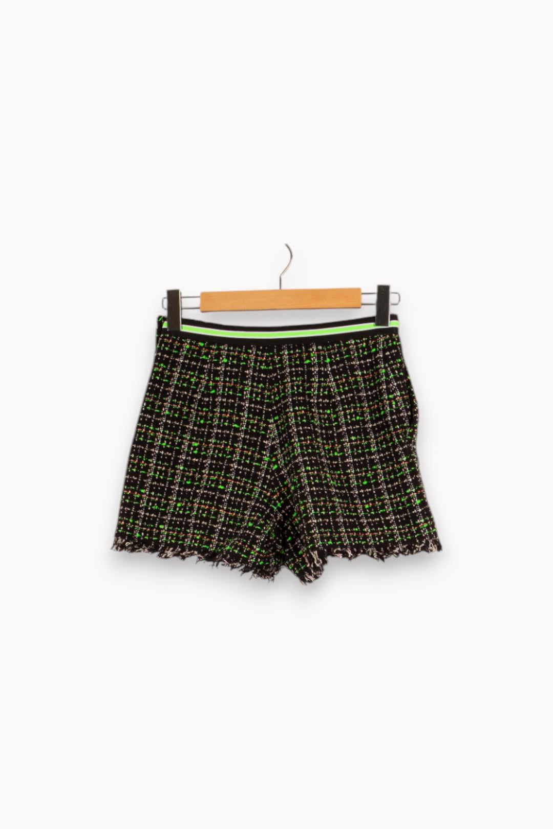 Short en tweed noir et vert - Taille S/36