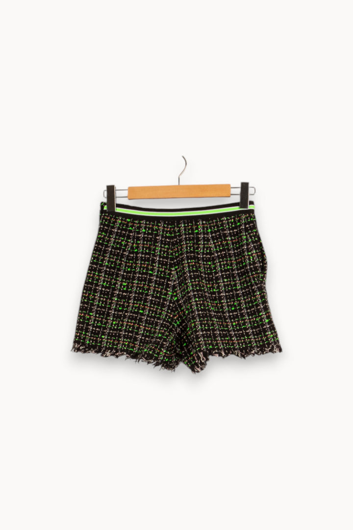 Short en tweed noir et vert - Taille S/36