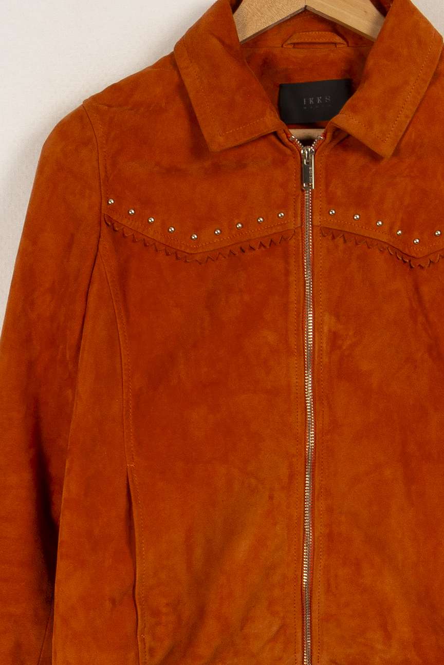 Veste en cuir orange - Taille M/38