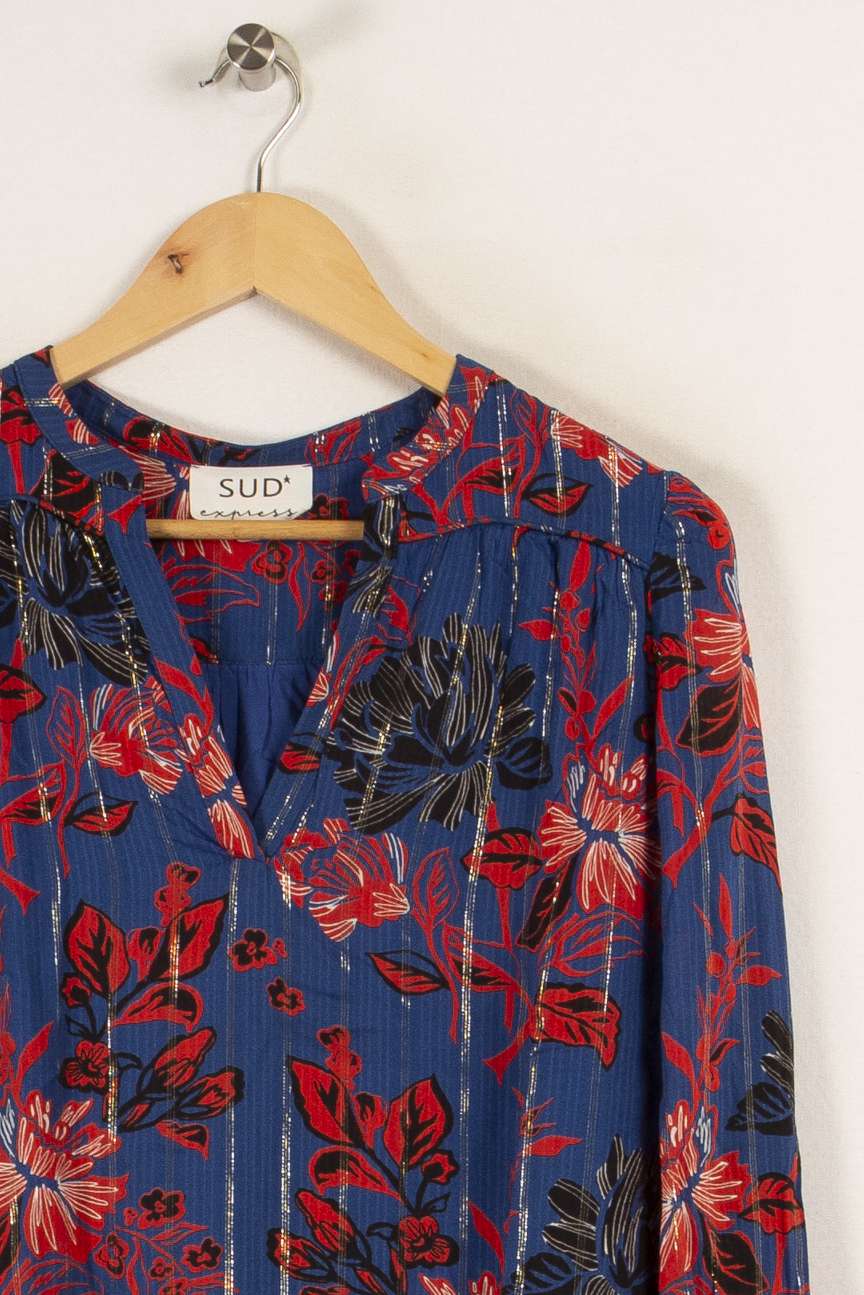 Blouse bleue foncée à motifs - Taille XS/34